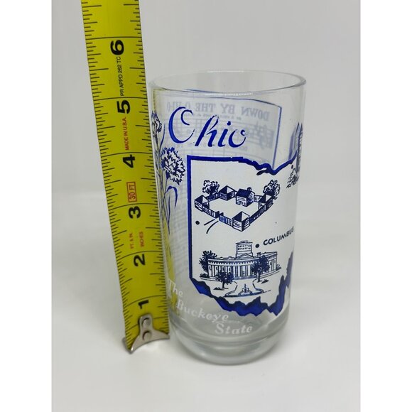 VTG Hazel Atlas Ohio Souvenir Glassware O-Hi-O Song Lyrics Map Graphics Landmark - Picture 9 of 9